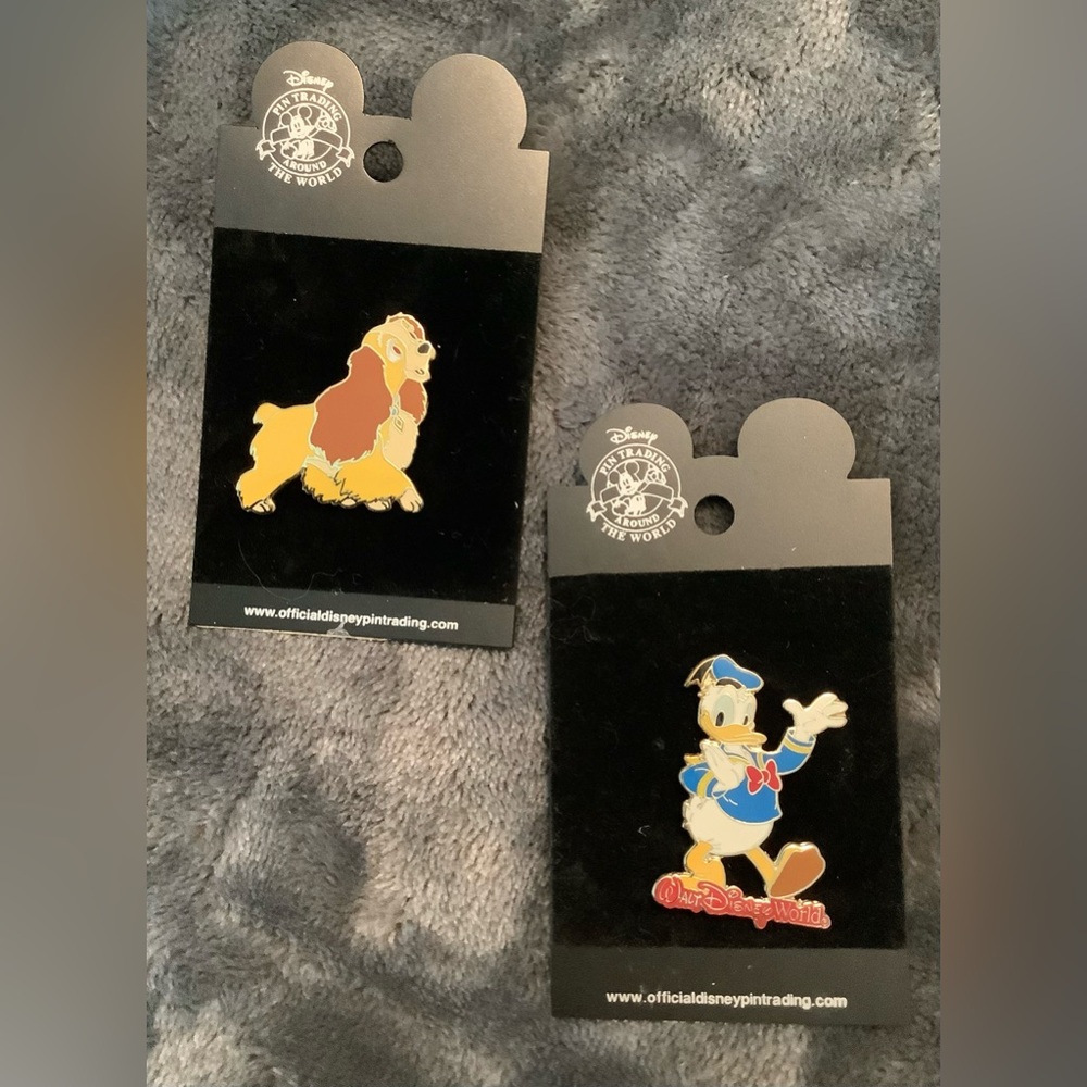 Disney Black and White Character Pins Lady & Donald Duck